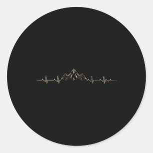 Mountains Heartbeat Hiking Wildlife Outdoors Natur Classic Round Sticker