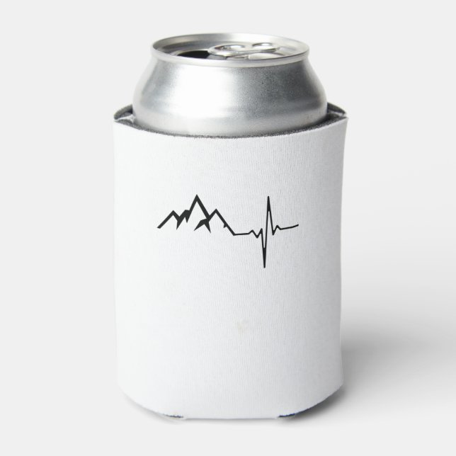 Mountains Hiking Heartbeat Can Cooler (Can Front)