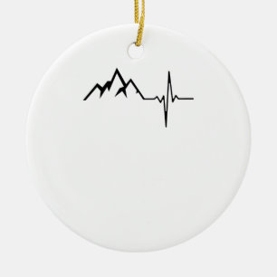 Mountains Hiking Heartbeat Ceramic Tree Decoration