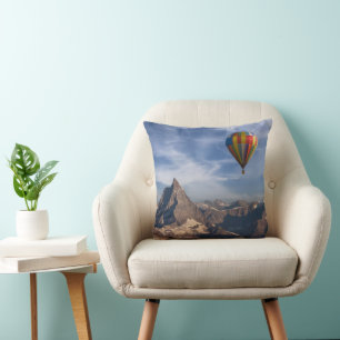 Mountains   Hot Air Balloon Matterhorn Swiss Alps Cushion