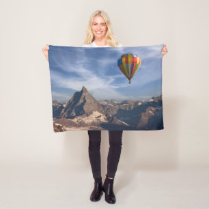 Mountains   Hot Air Balloon Matterhorn Swiss Alps Fleece Blanket