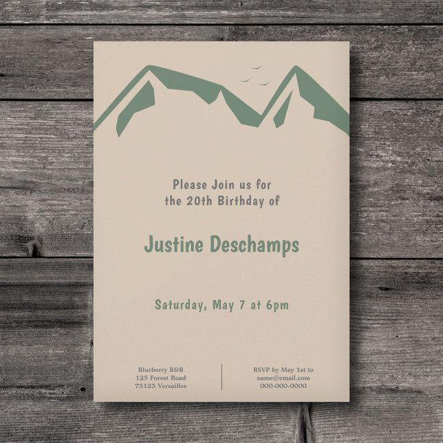 Mountains in Green - Brown Birthday Invitation (Mountains in Green - Brown Birthday Invitation)