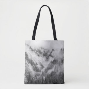 Mountains in the mist. tote bag