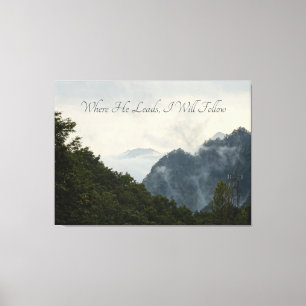 Mountains in the Misty Distance on a Canvas Print