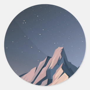Mountains in the night  classic round sticker