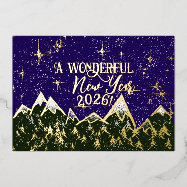 Mountains in the night - New Year Card (Front)