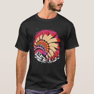 Mountains Indian Indigenous Headdress Native Ameri T-Shirt