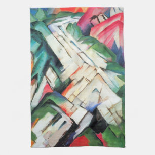 Mountains (Landscape) by Franz Marc, Vintage Art Tea Towel
