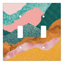 Mountains, landscape, collage, dark greens, rust,