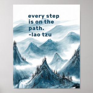 Mountains Landscape Painting Inspiring Quote Poste Poster