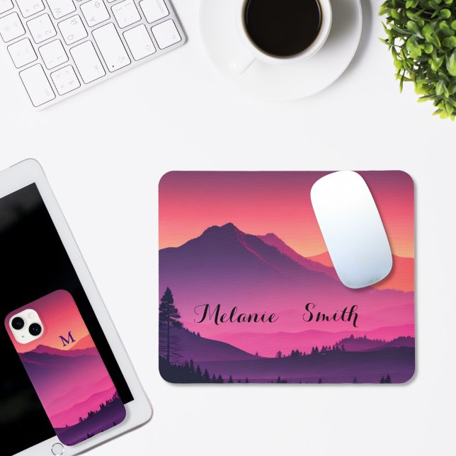 Mountains Landscape with Sunset silhouette  Mouse Pad (Creator Uploaded)