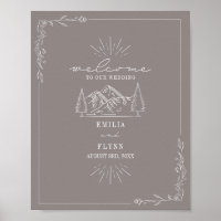 Mountains Line Art Amethyst Wedding Welcome 