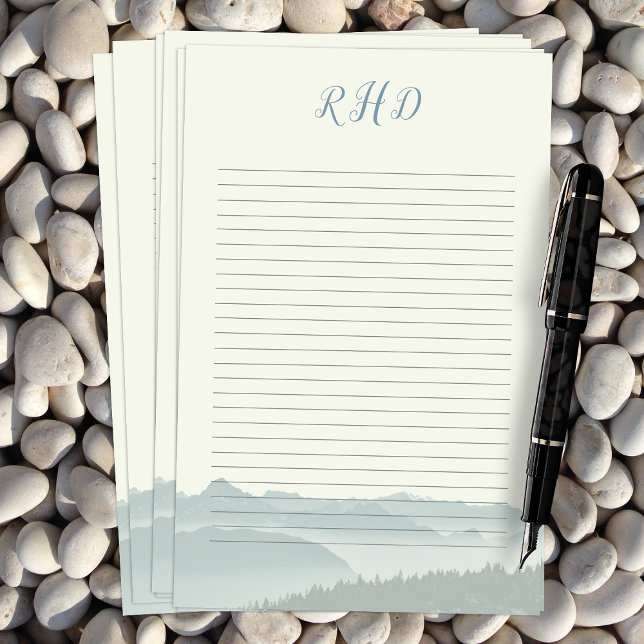 Mountains Lined Writing Paper Monogrammed (Creator Uploaded)