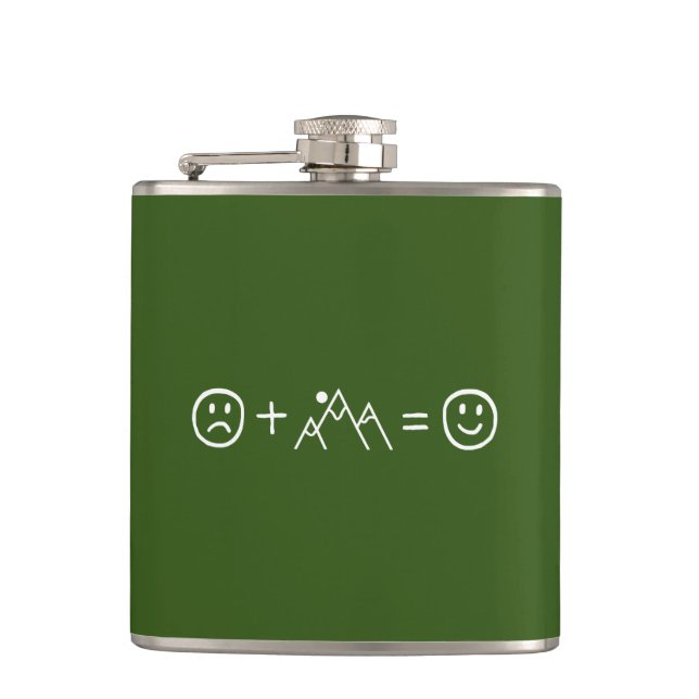 Mountains Make You Happy Hip Flask (Front)