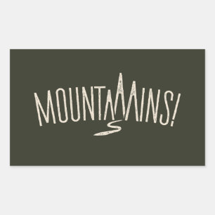 Mountains Minimalist Word Expressive Rectangular Sticker