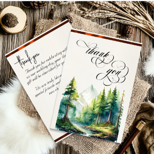 Mountains, Monogram & Calligraphy - Copper Thank You Card