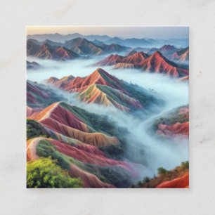 Mountains Nature Outdoors Landscape Calm Peaceful Square Business Card