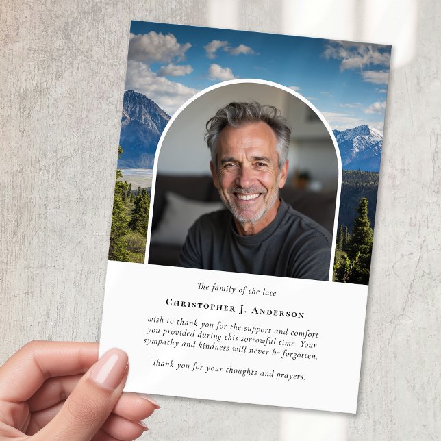 Mountains Nature Photo Sympathy Funeral Memorial Thank You Card (Creator Uploaded)