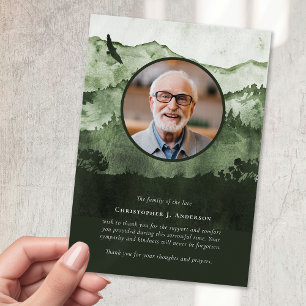 Mountains Nature Photo Sympathy Funeral Memorial Thank You Card