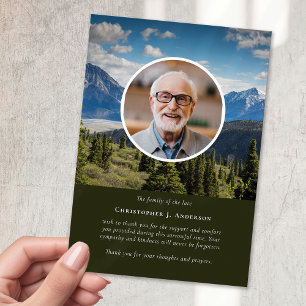 Mountains Nature Photo Sympathy Funeral Memorial Thank You Card