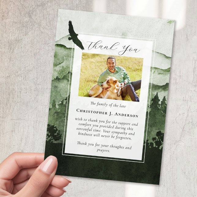 Mountains Nature Photo Sympathy Funeral Memorial Thank You Card (Creator Uploaded)