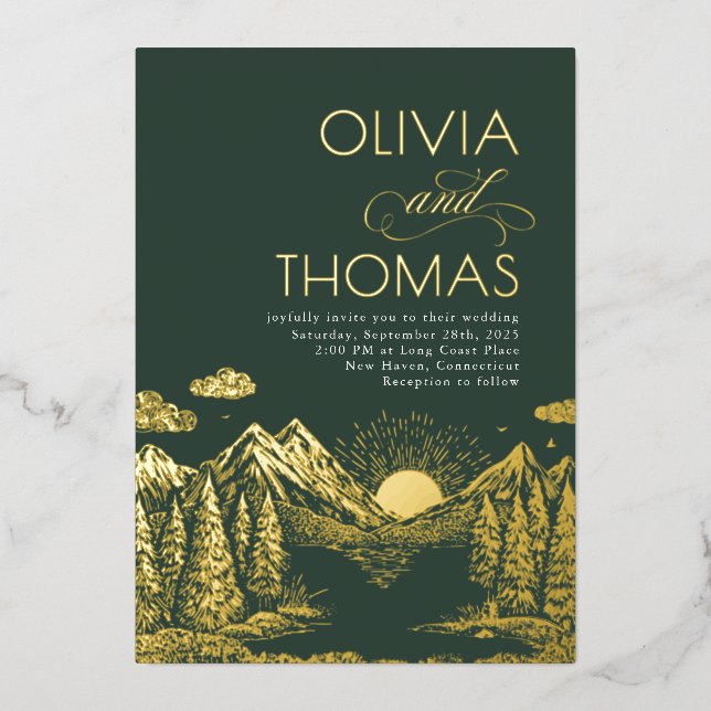 Mountains Nature Sunset Romantic Elegant Wedding (Front)