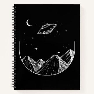 Mountains Night Sky UFO Notebook