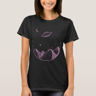 Mountains Night Sky UFO T-Shirt