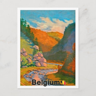 Mountains of Belgium, small river, landscape view Postcard
