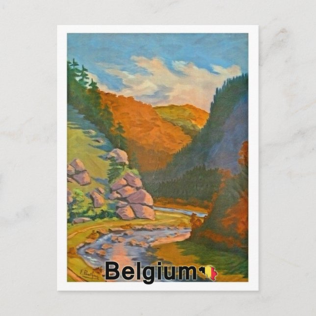 Mountains of Belgium, small river, landscape view Postcard (Front)