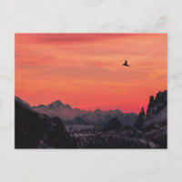 Mountains Orange Sunset Bird in Sky
