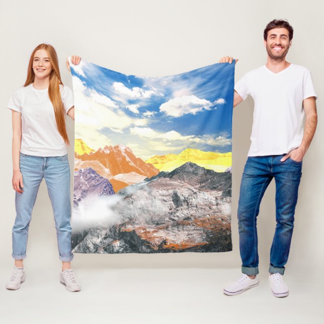 Mountains (photo montage) 1 fleece blanket (In Situ)