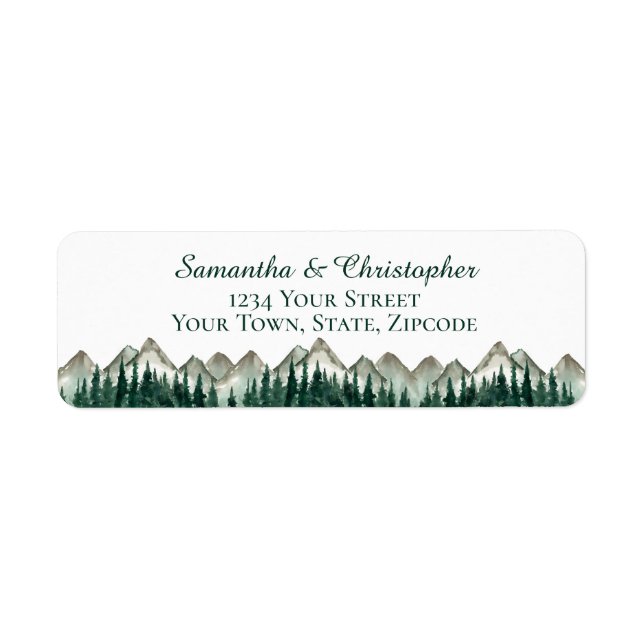 Mountains & Pine Small Wedding Return Address (Front)