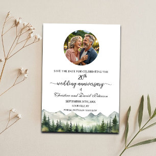 Mountains Pines 20th Wedding Anniversary Photo Save The Date