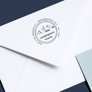 Mountains & Pines Vintage Family Return Address Self-inking Stamp