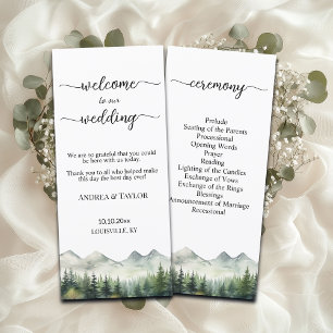 Mountains Pines Wedding Ceremony Program