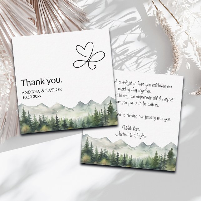 Mountains Pines Wedding Thank You Card Note (Creator Uploaded)