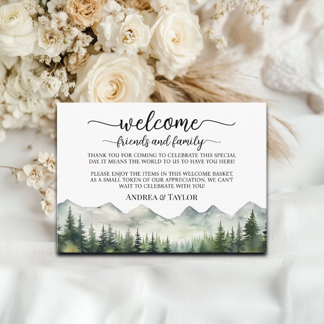 Mountains Pines Welcome Gift Bag Basket Place Card (Creator Uploaded)