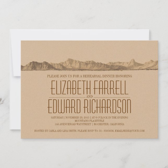 Mountains rehearsal dinner invitation (Front)