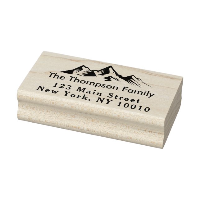 Mountains Return Address Family Name Custom Rubber Stamp (Stamp)