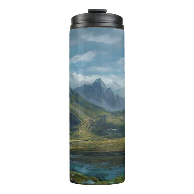 Mountains river grass pasture thermal tumbler (Front)