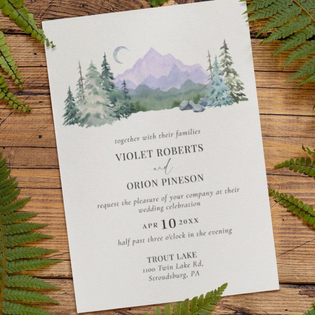 Mountains Rustic Forest Wedding Invitation (Creator Uploaded)