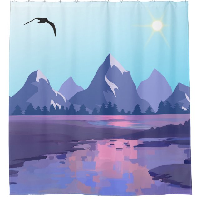 Mountains Scene Shower Curtain (Front)
