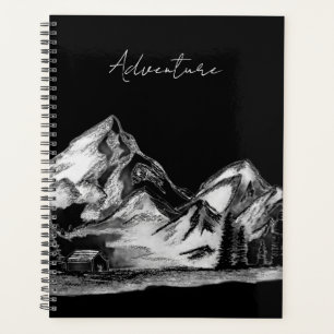 Mountain's Scene Sketch hand-drawn valley trees Planner