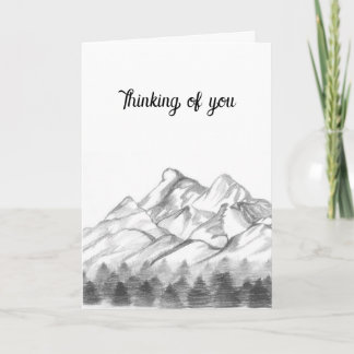 Mountains Sketched in Pencil on Note Card