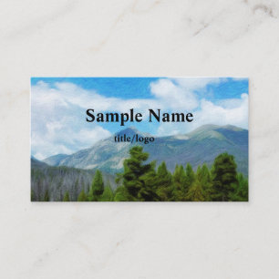 mountains sky and pine trees Colorado nature art Business Card