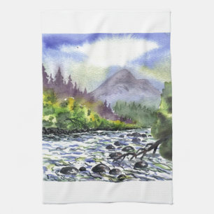 Mountains Sky Painting Destiny Artistic Nature Tea Towel