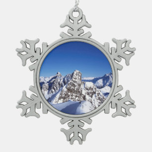Mountains St Anton Austria Holiday Card Poster Pho Snowflake Pewter Christmas Ornament