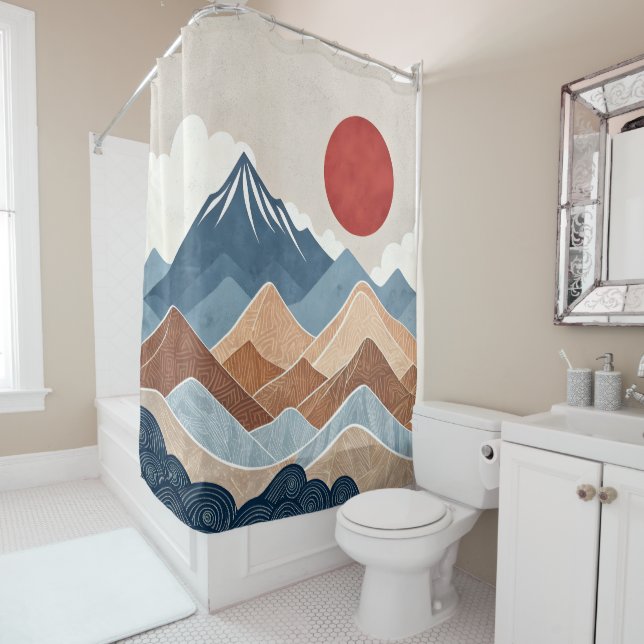 Mountains Sunset Beauty Shower Curtain (In Situ)