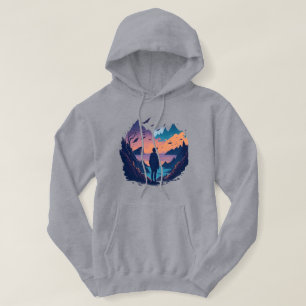 Mountains Sunset Graphic Nature Lover Gift Hoodie